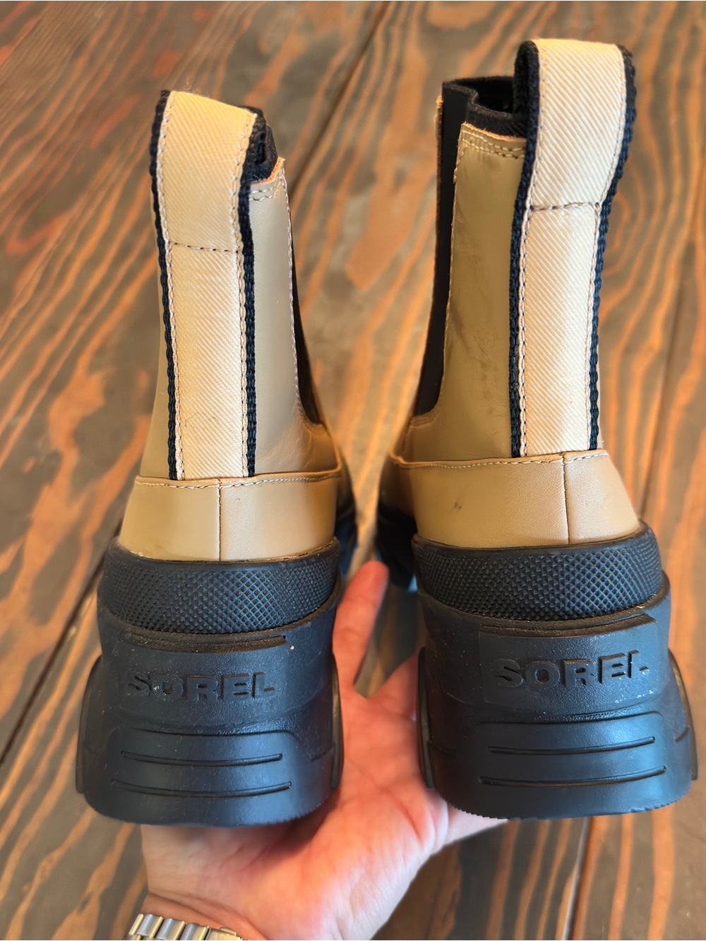 Sorel Brex Waterproof Chelsea Boots Tawny Buff Black Chunky Platform Size 9 NWOB - Picture 4 of 6